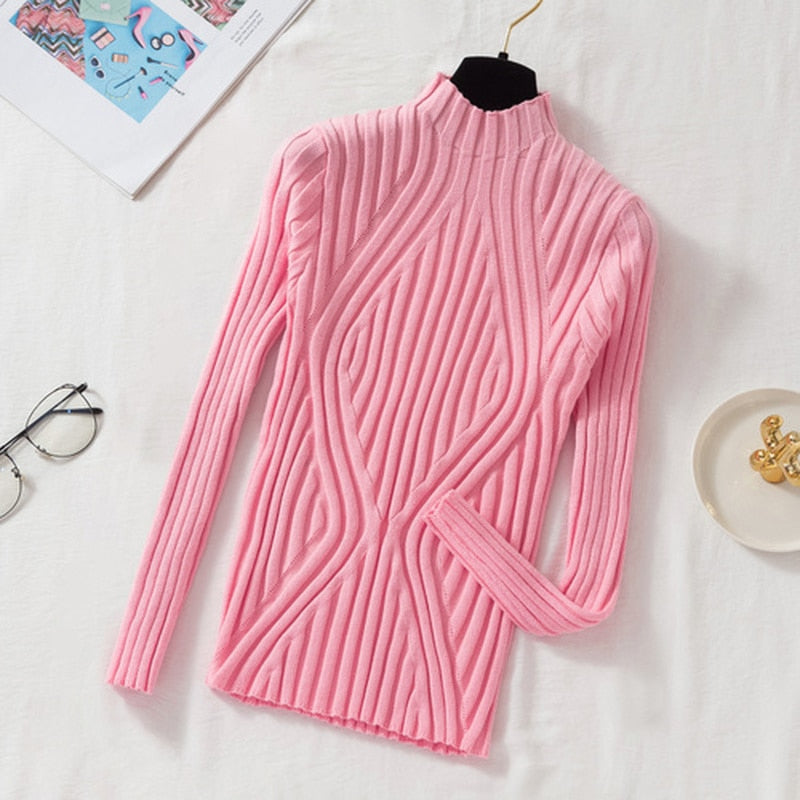 Pullover Long Sleeve Knitted Sweater Women