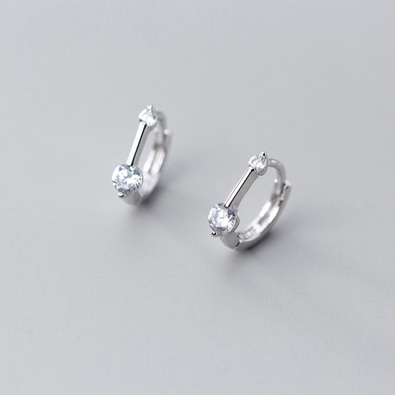 925 Silver Needle Simple Shiny Zircon  Gold Plating  Earrings