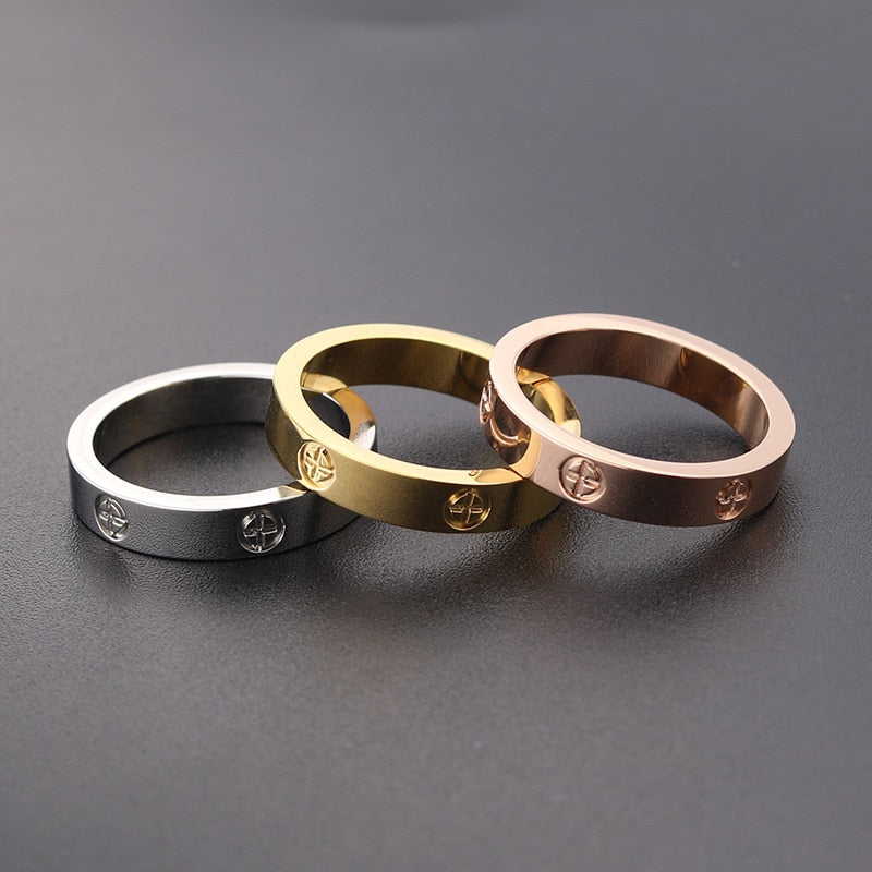 2022 Cross Stainless Steel Zircon Ring With Stone