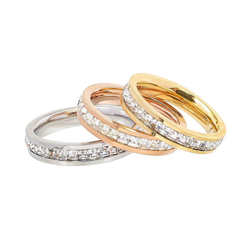 Stainless Steel Stackable CZ Eternity Ring - Jeglowstore
