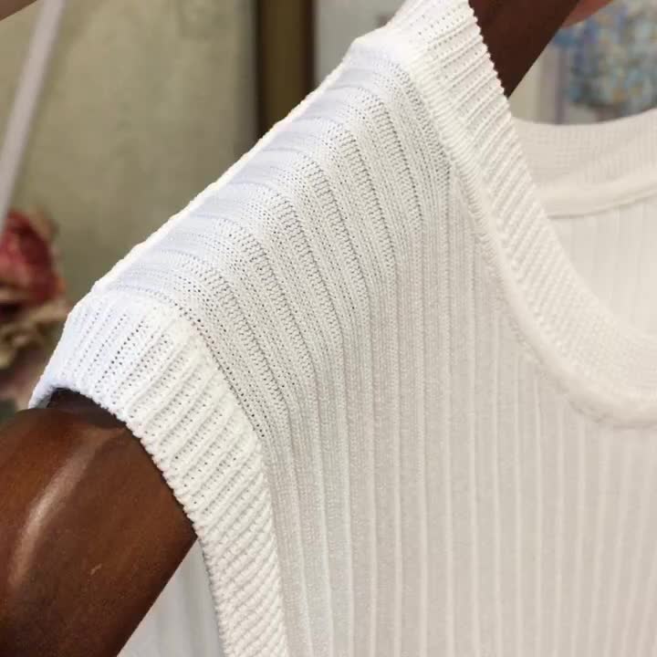 Knitted Vests Women Top O-neck Solid Tank