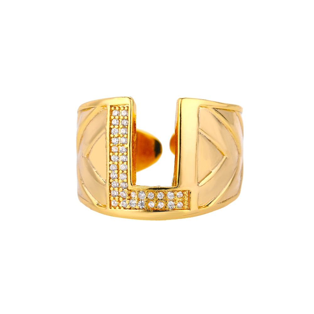Adjustable Stainless Steel Alphabet Name Initials Ring
