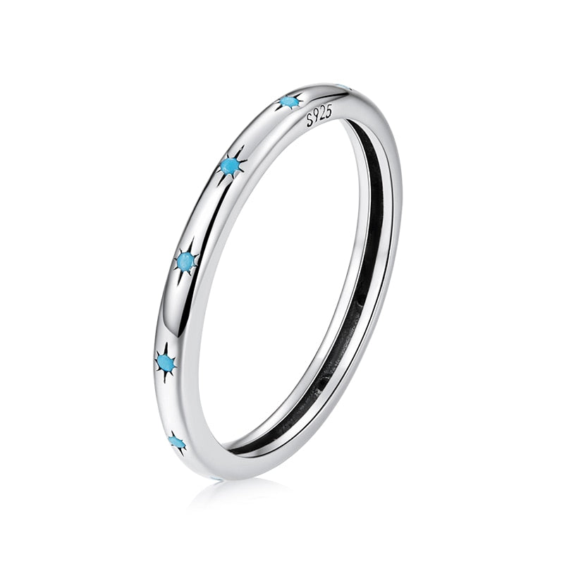 WOSTU 925 Sterling Silver Zircon Simple Lucky Eye Finger Ring
