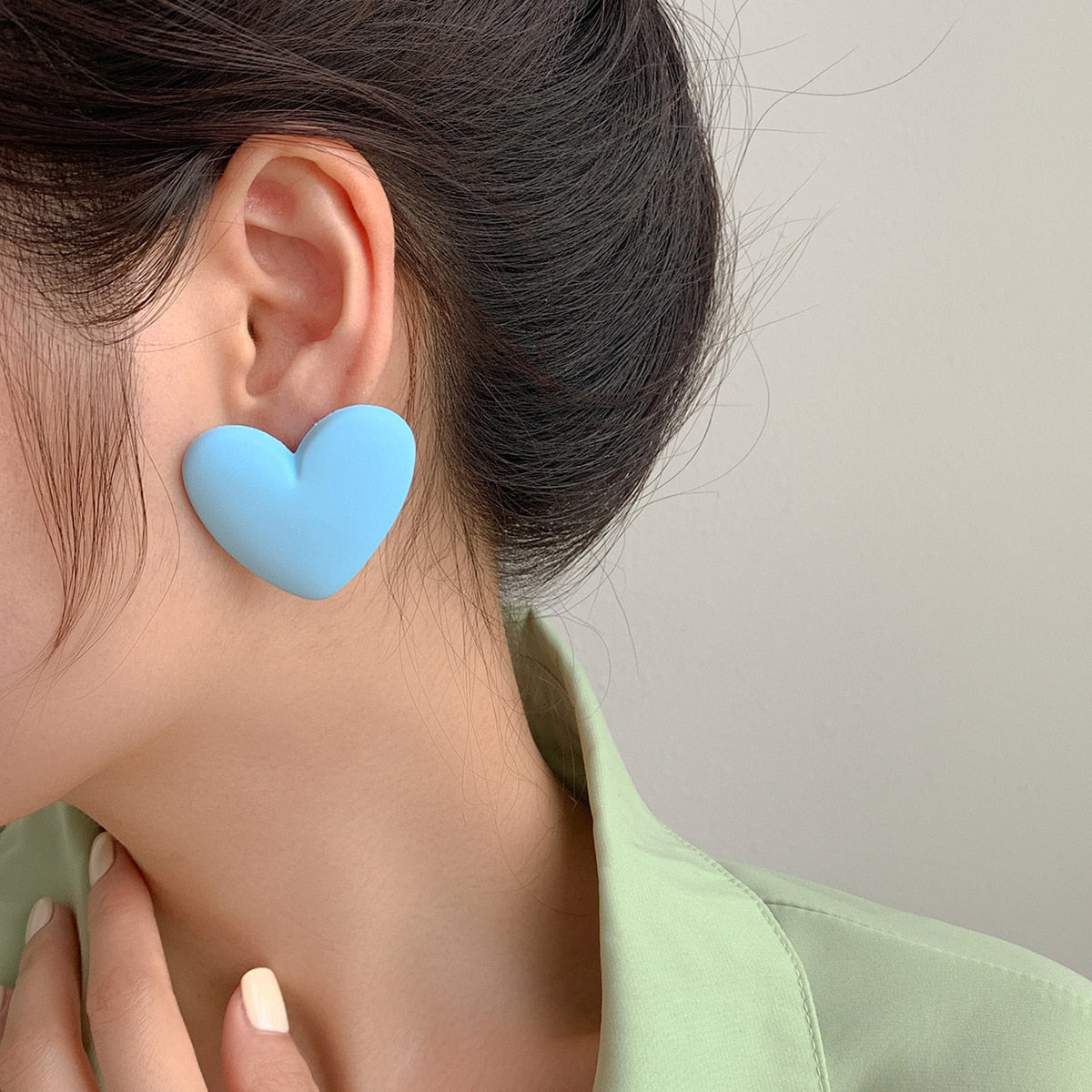 Korean style candy colors C-shaped earrings