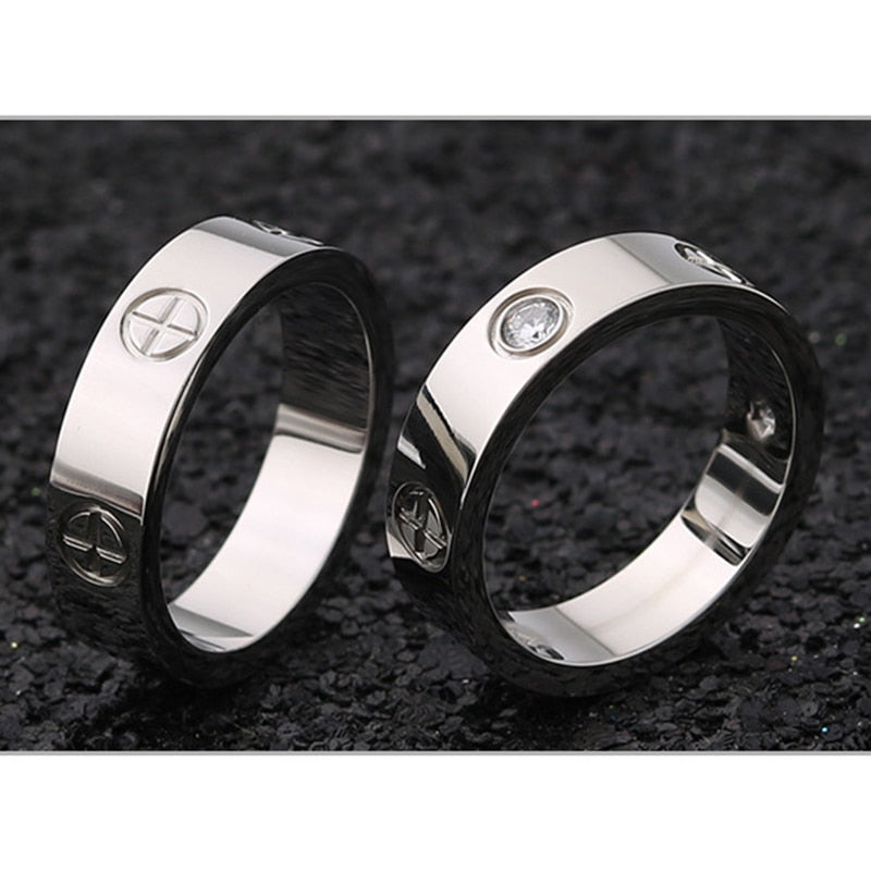 2022 Cross Stainless Steel Zircon Ring With Stone