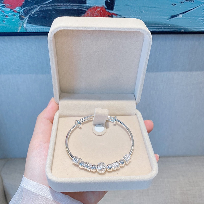 New Korean Fashion 925 Sterling Silver Lucky beads Bangles for women