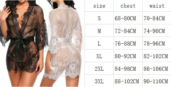 Bandage Deep V G-String See Through Sexy Sheer Sleep Dress Robe