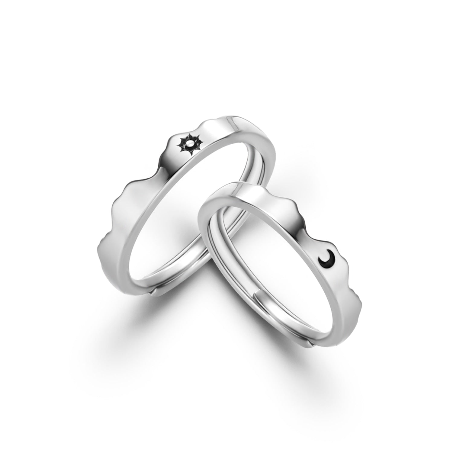 2Pcs/set Black White Romantic Couple Rings