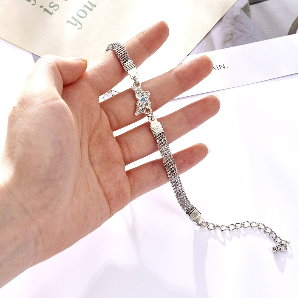 Rhinestone Infinity Pendant Charm Bracelet