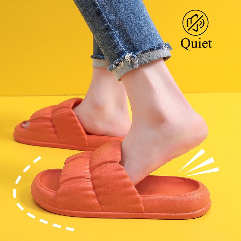Rimocy Home Soft Sole Cloud  Non Slip Platform Slippers