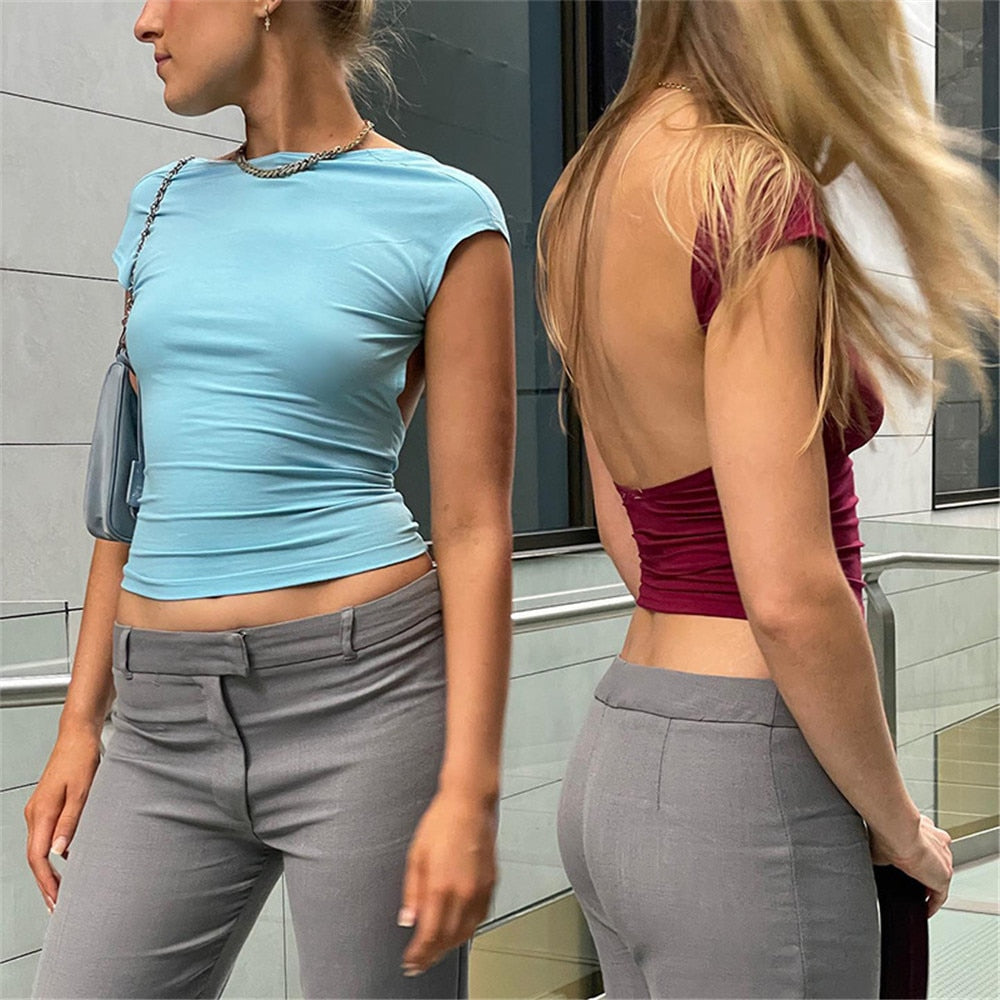 Boniouo Vroue Ruglose Y2K Crop Top