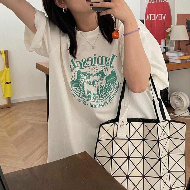 DAYIFUN T-hemp Halfmou vroulike O-nek Top