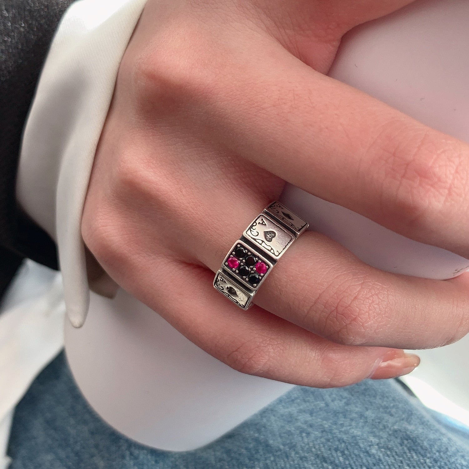 XIYANIKE 2022 New Design Playing Cards Open Cuff Finger Ring