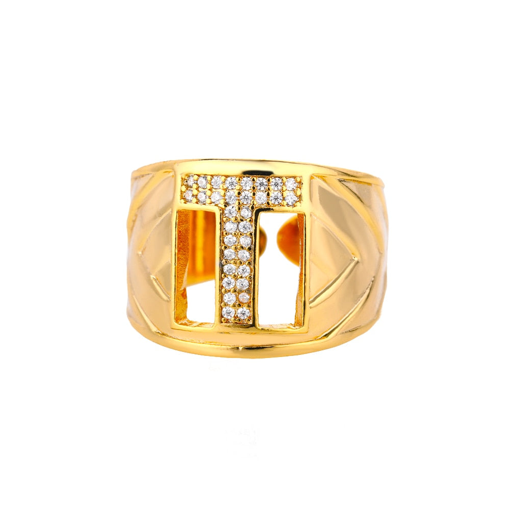 Adjustable Stainless Steel Alphabet Name Initials Ring