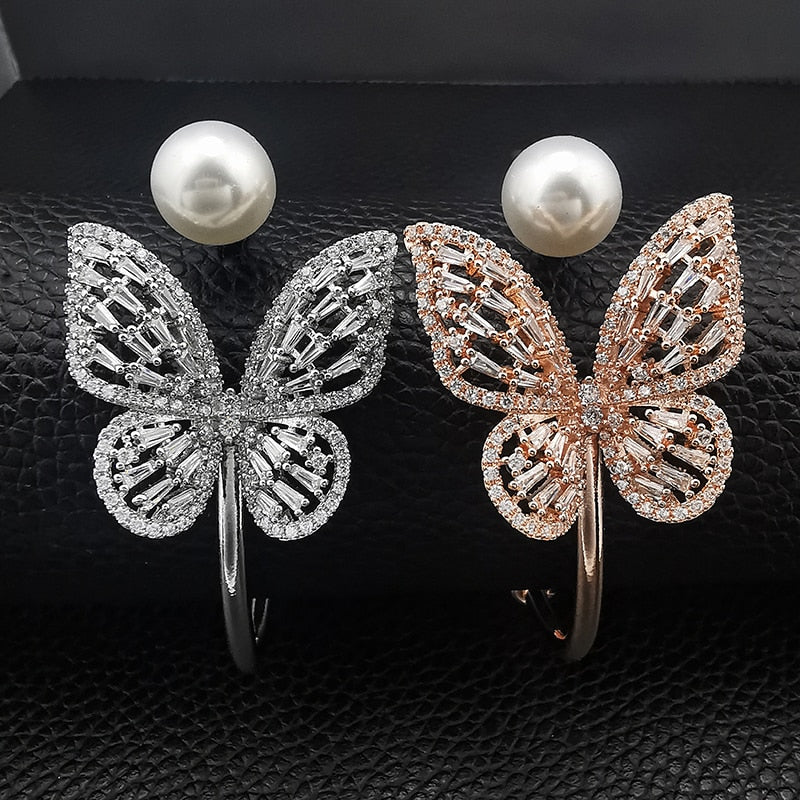 Luxury Punk Snake Butterfly Gold Silver Color Adjustable Open Bracelet - Jeglowstore