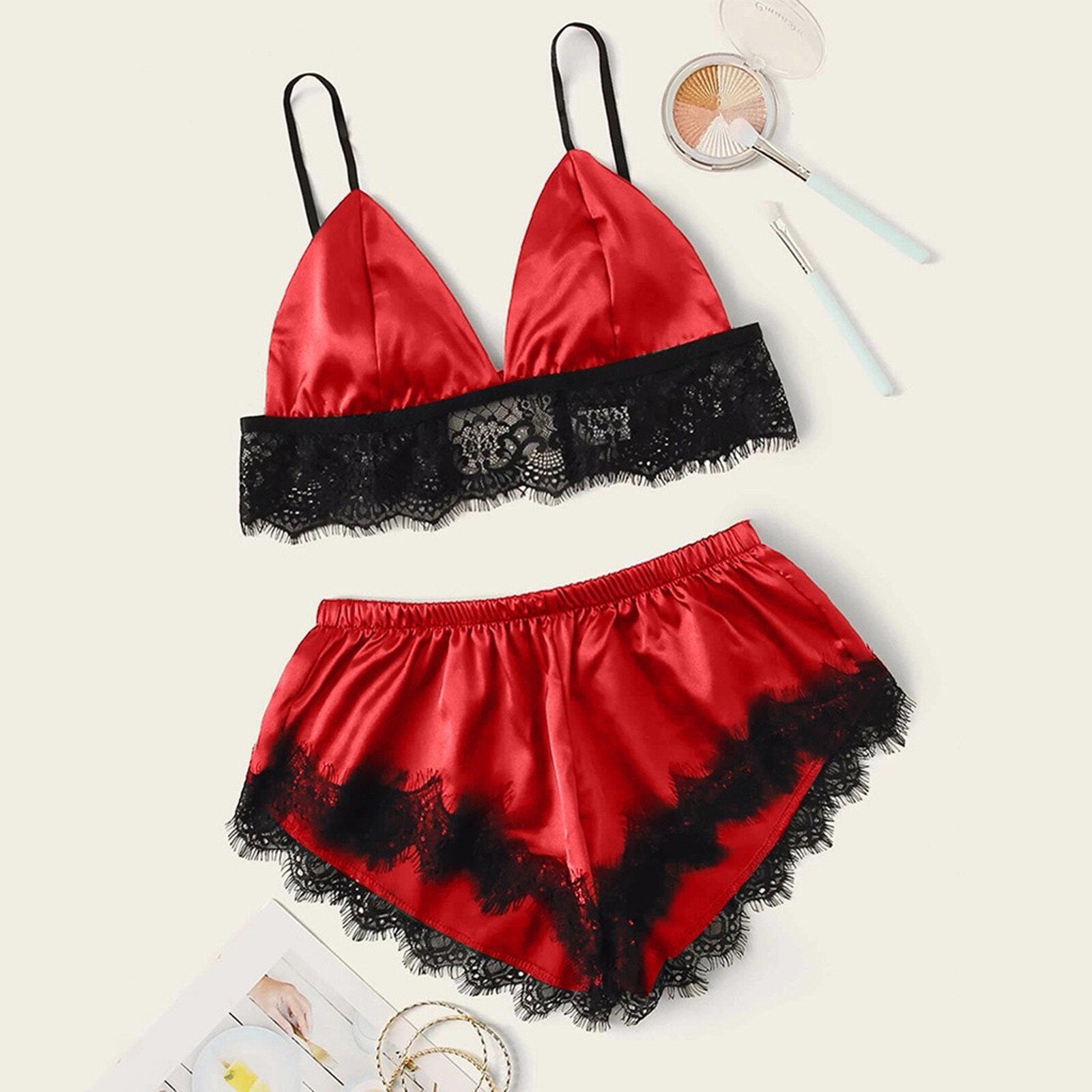 Sleeveless Crop Top Pyjama Home Camisole+shorts