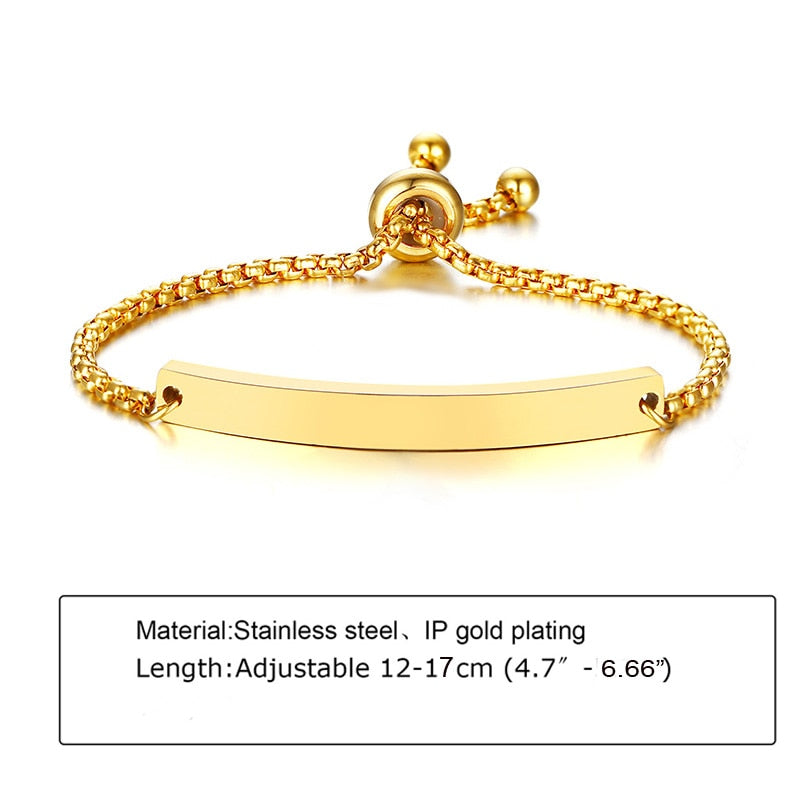 Custom Personalized Name Baby ID Stainless Steel Bracelet