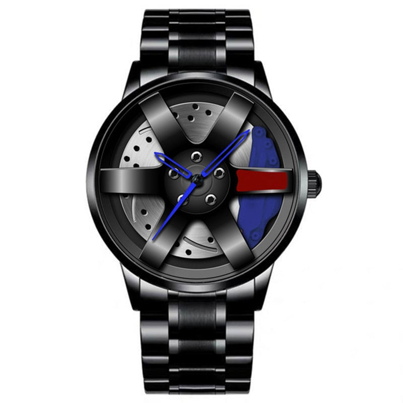 Fashion Car Wheel Rim Hub Leather Belt Watch For Men
