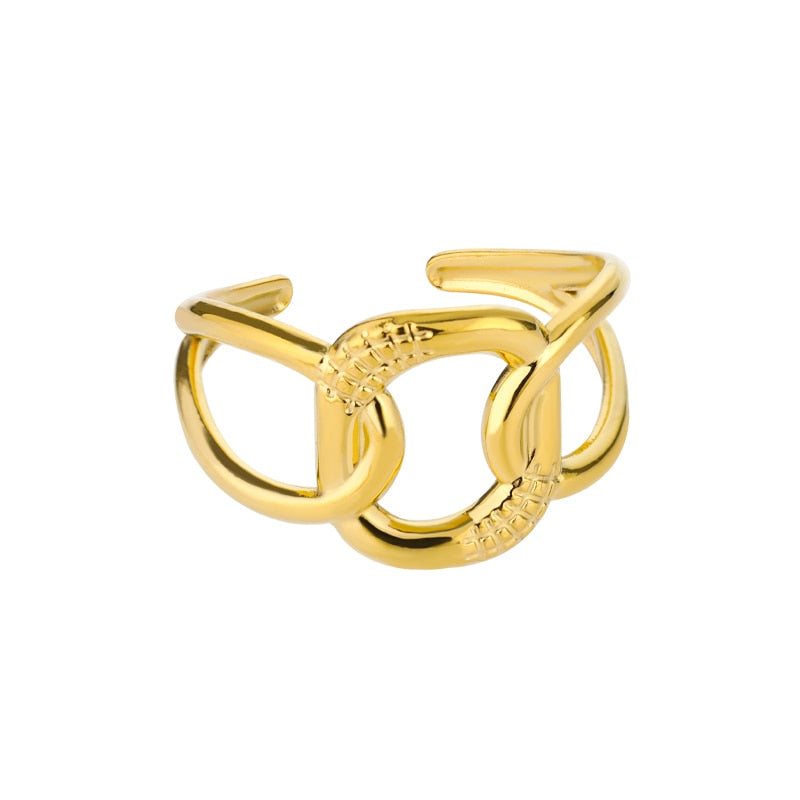 Fashion Star Stainless Steel  Zircon Round Irregular Adjustable Ring