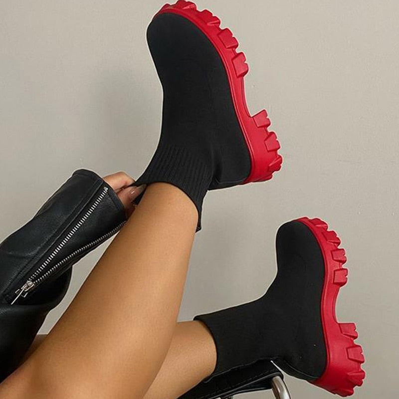 Platform Boots For Autumn Winter Shoes Slip On Platform Shoes