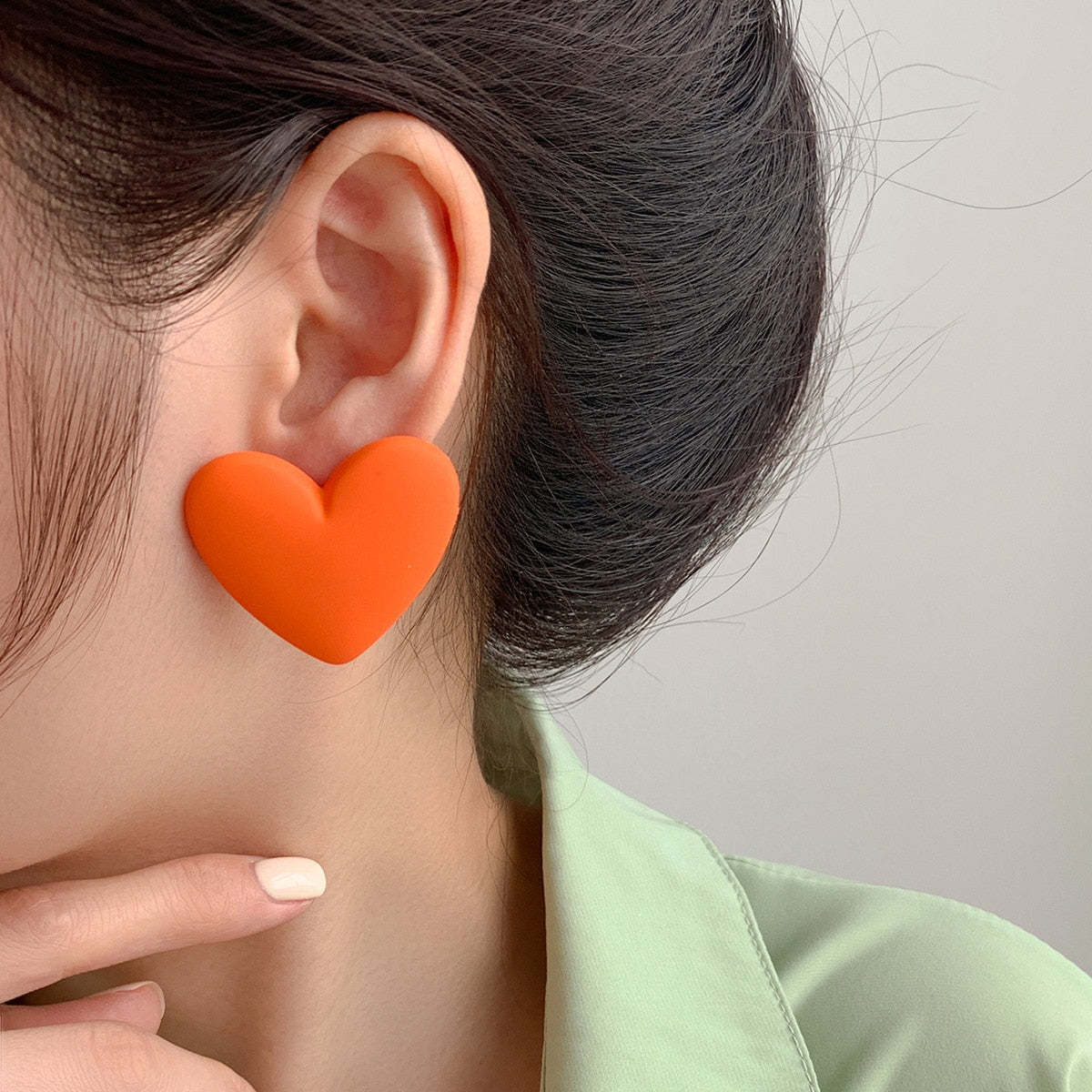 Korean style candy colors C-shaped earrings