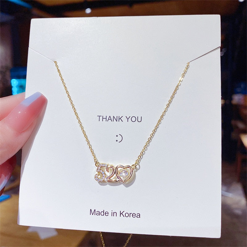 Heart Zircon Crystal Stainless Steel Necklace