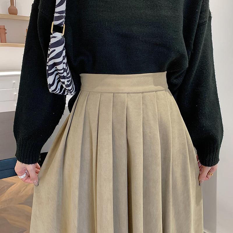 Lucyever Fashion High Waist Pleated Thick A-line Skirt