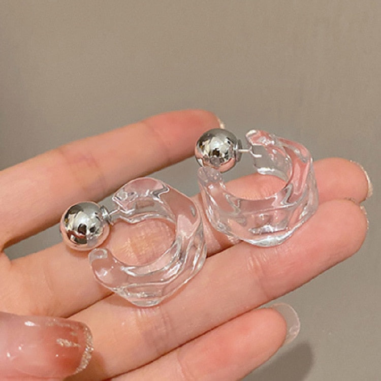 Korean Geometry Metal Earrings For women