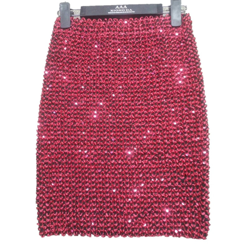 Fashion Bling Women Gold Sequin Short Wrap Mini Skirt