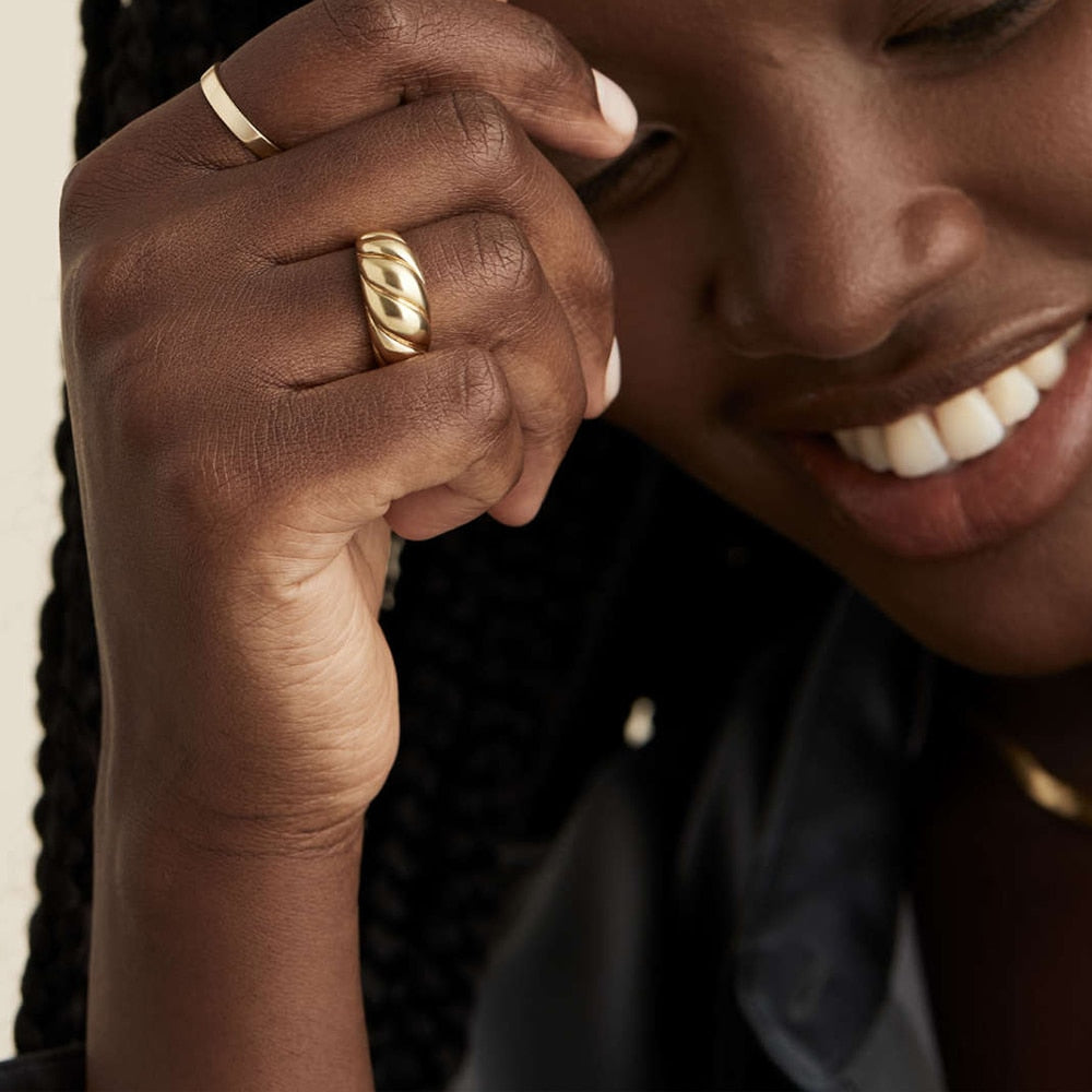 eManco Simple Fashion Style texture  Stainless Steel Ring