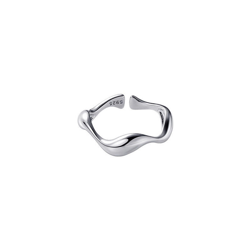 Modian 925 Sterling Silver Irregular Design Water Drop Stackable Finger Ring - Jeglowstore
