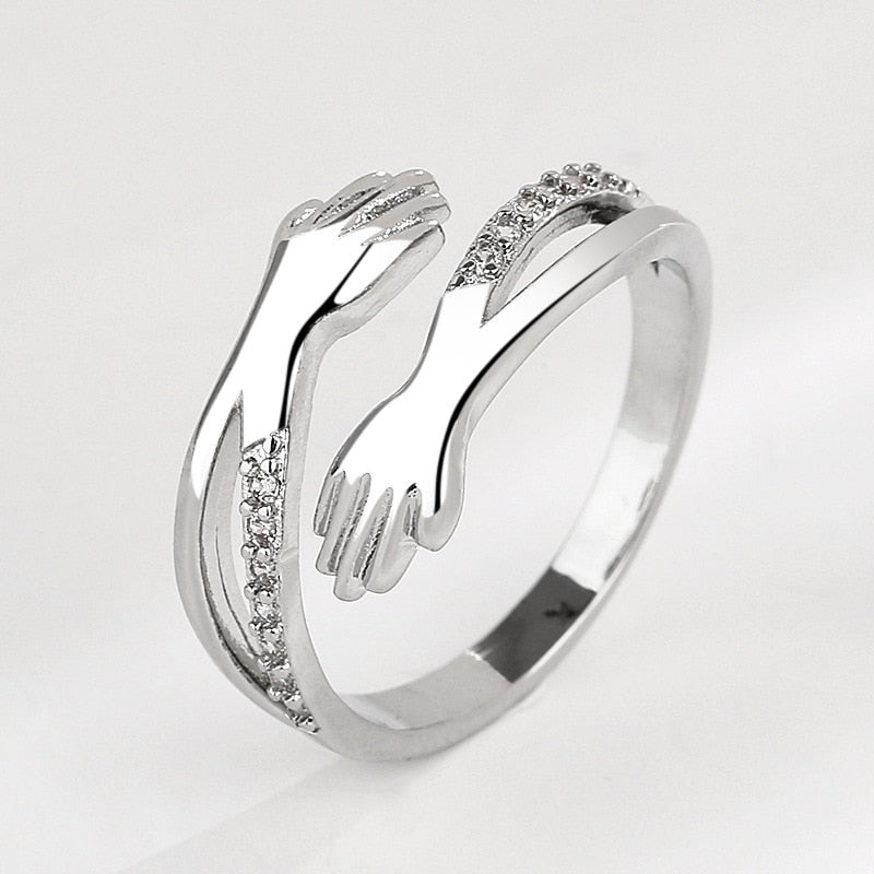 Zircon Moon Star Stainless Steel Adjustable Finger Ring