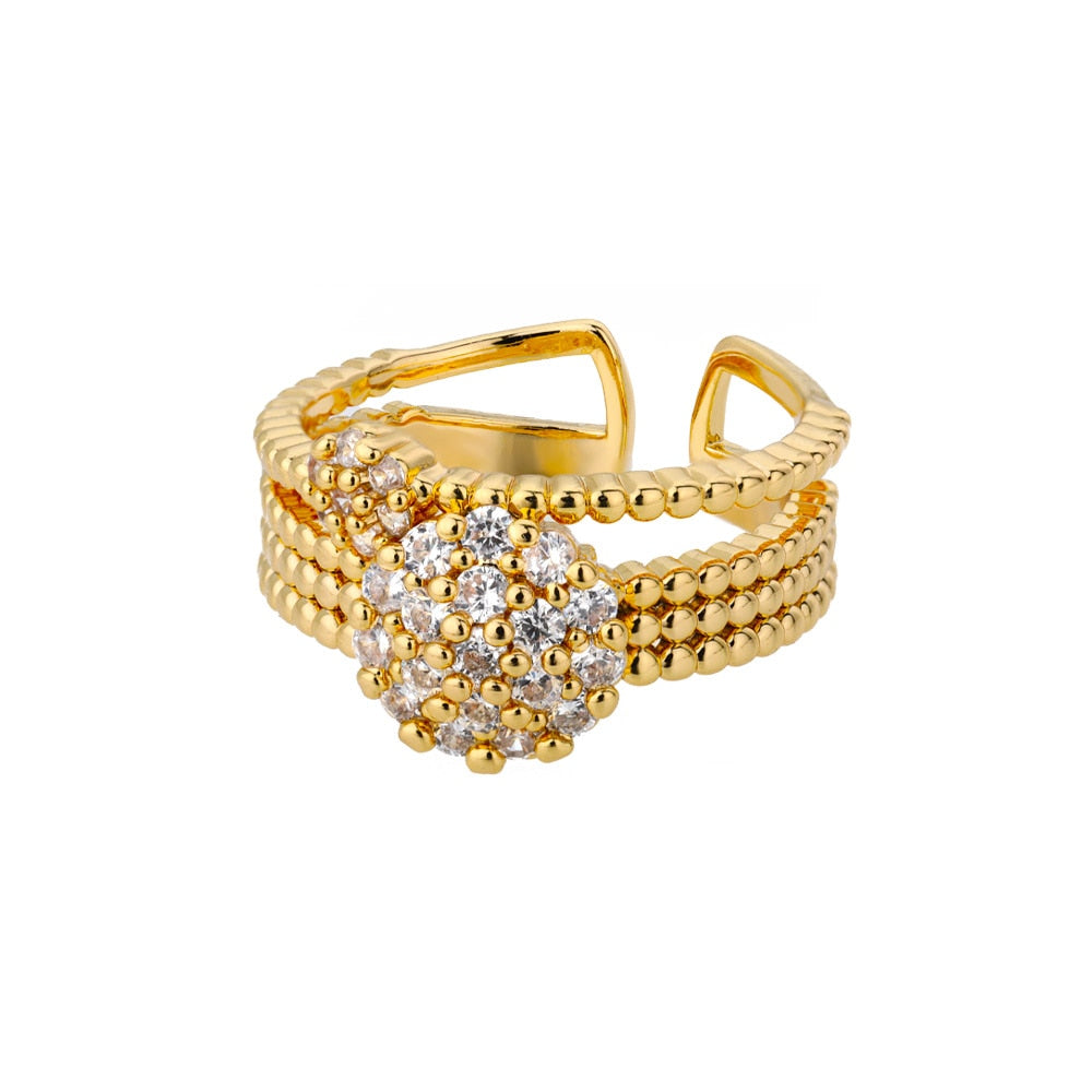 Fashion Star Stainless Steel  Zircon Round Irregular Adjustable Ring