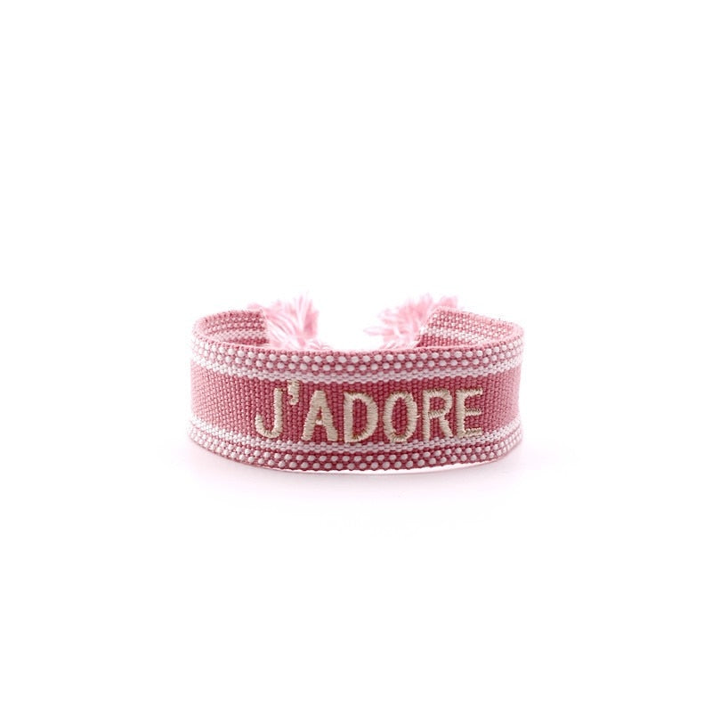 Bohemia Embroidery Letters Woven Tassel Bracele