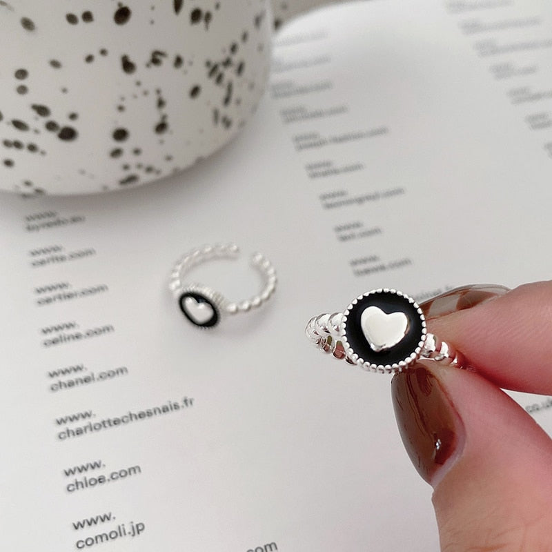 Creative Blue Opal Broken Heart Rings for Women