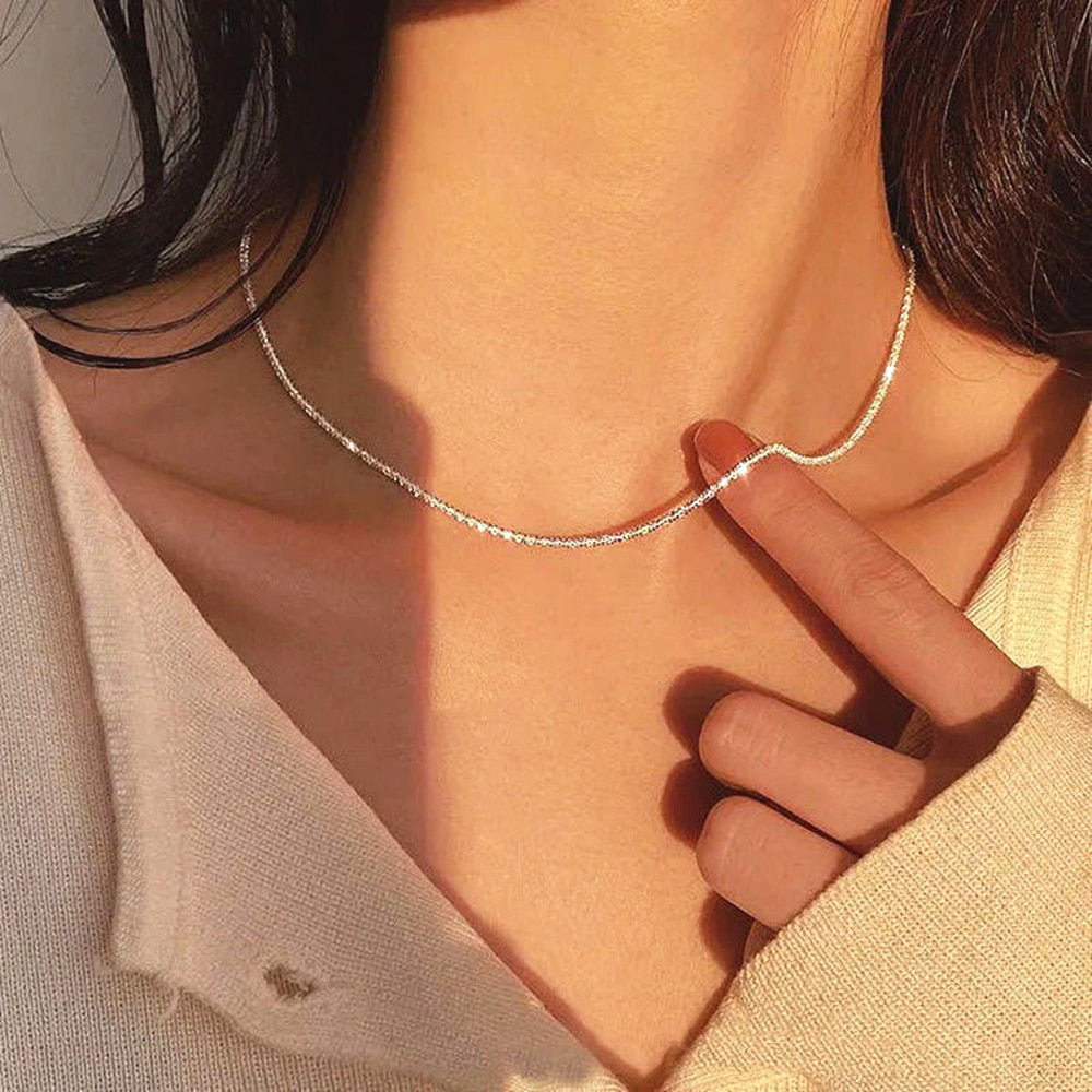 SUMENG Double Layer Chain  Kpop Pearl Choker Necklace