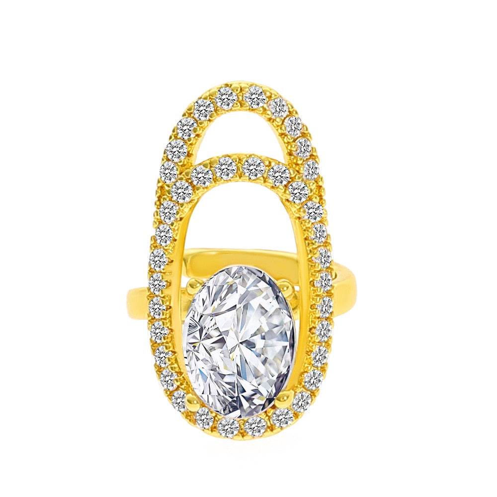 Korean Crystal Geometric Adjustable Ring