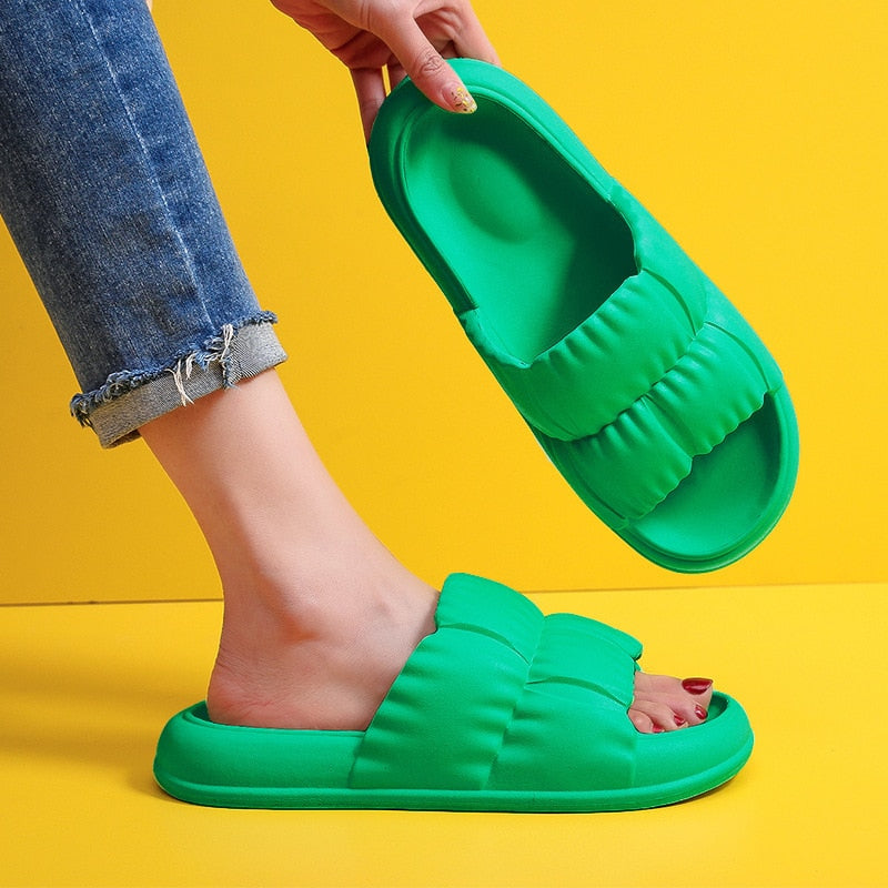 Rimocy Home Soft Sole Cloud  Non Slip Platform Slippers
