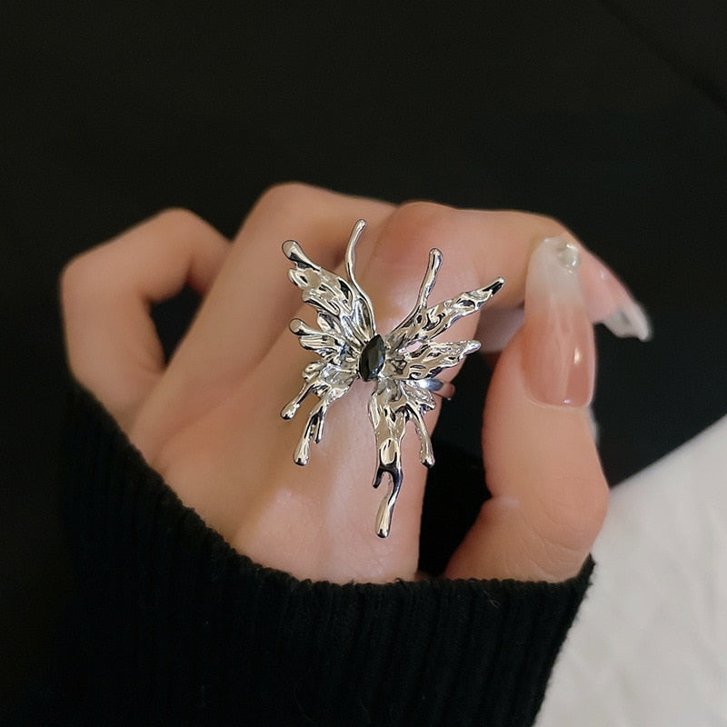 Opal Irregular Natural Stone Ring With White Opal Hollow Ring