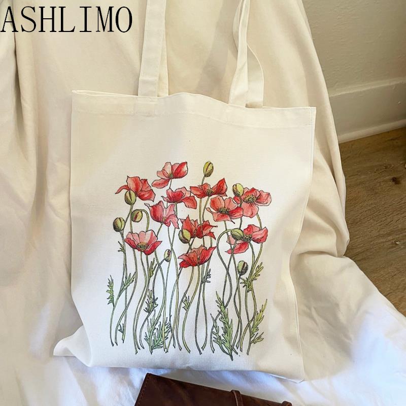 Floral Canvas Reusable Tote Bag