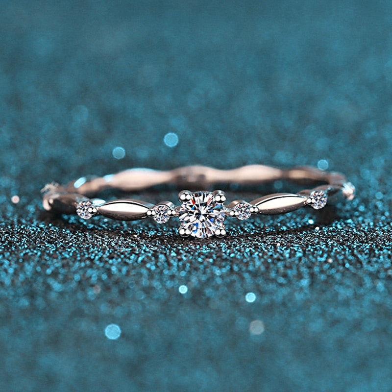 Sterling Sliver NeeTim D Color Moissanite Ring