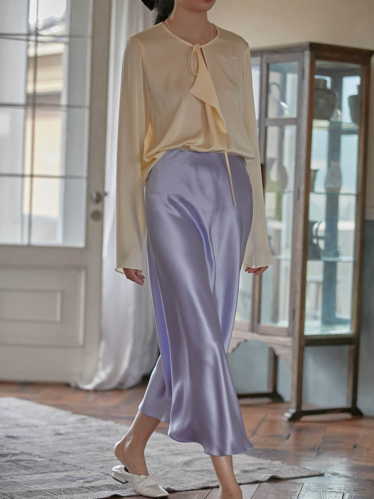 Korean Fashion Satin Silk A-line Skirt