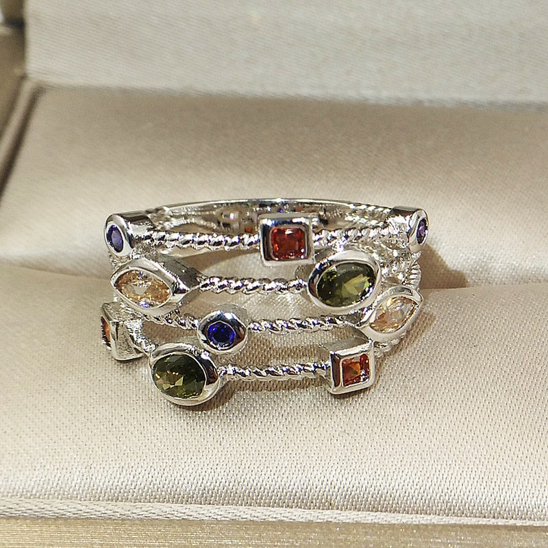 Hollow Silver Color Ring