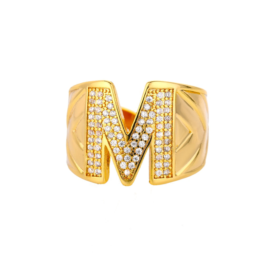 Adjustable Stainless Steel Alphabet Name Initials Ring