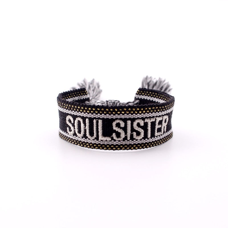 Bohemia Embroidery Letters Woven Tassel Bracele