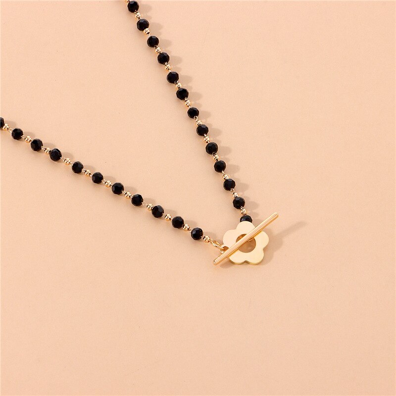 Luxury Black Crystal Glass Bead Chain Choker Necklace