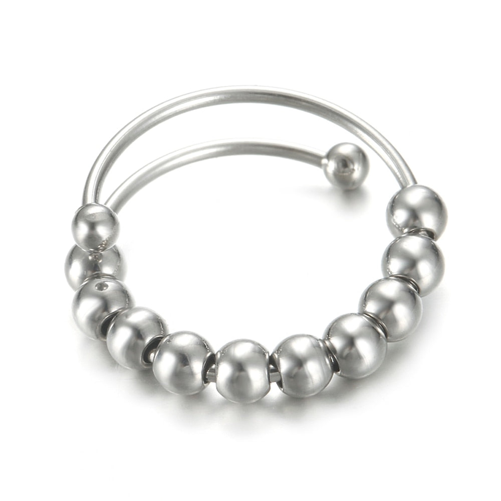 Skyrim Stainless Steel Rotate Beads Anxiety Adjustable Ring