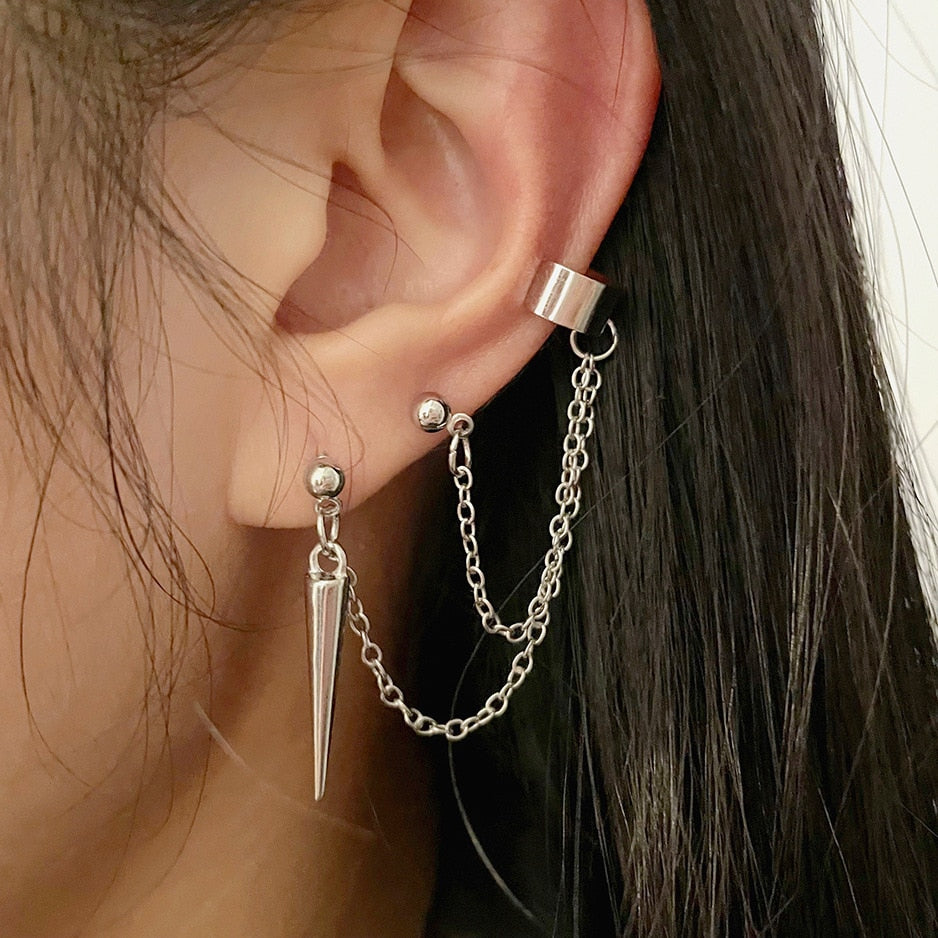 JWER New Long Tassel Ear Cuff Multilayer No Piercing