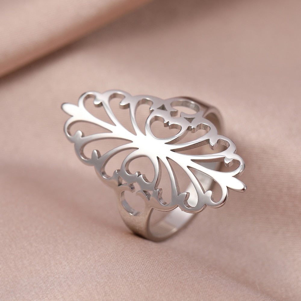 Stainless Steel Ring Geometric Rhombus Antique Ring