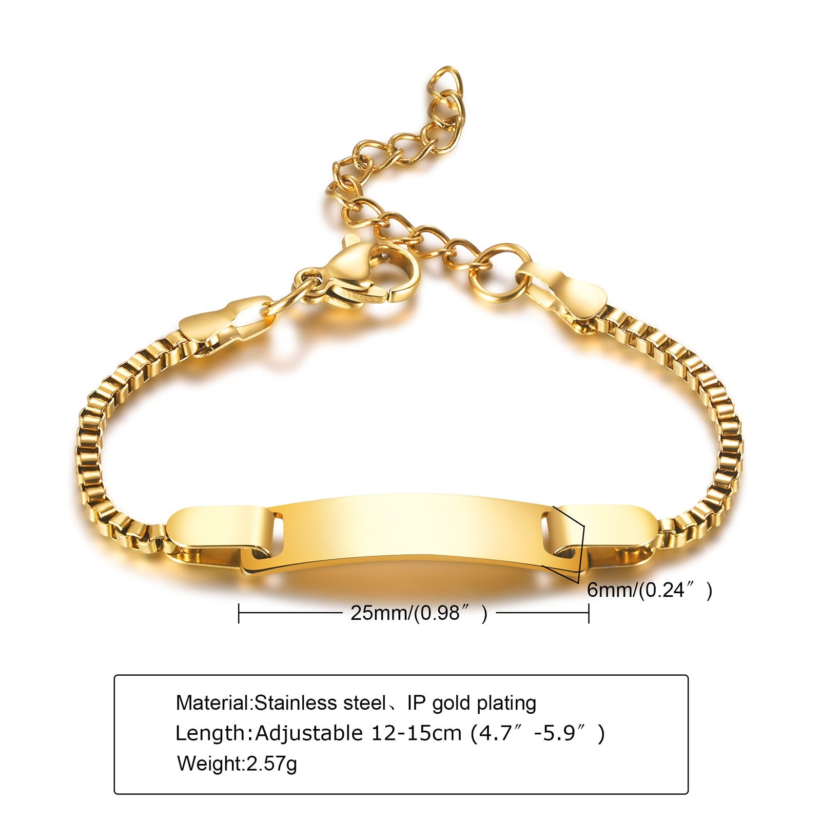 Custom Personalized Name Baby ID Stainless Steel Bracelet